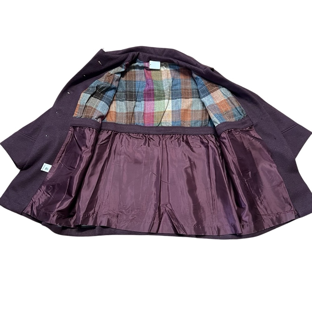 Vintage 1960’s Women’s Purple Plaid Peacoat Sz. XL - Picture 3 of 8